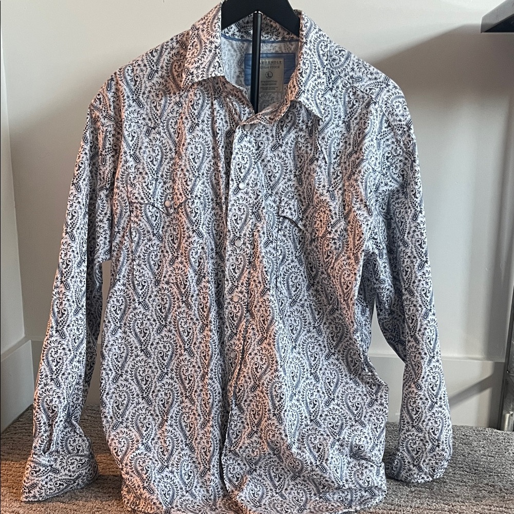 Men's Blue Paisley Casual Button Down Shirt